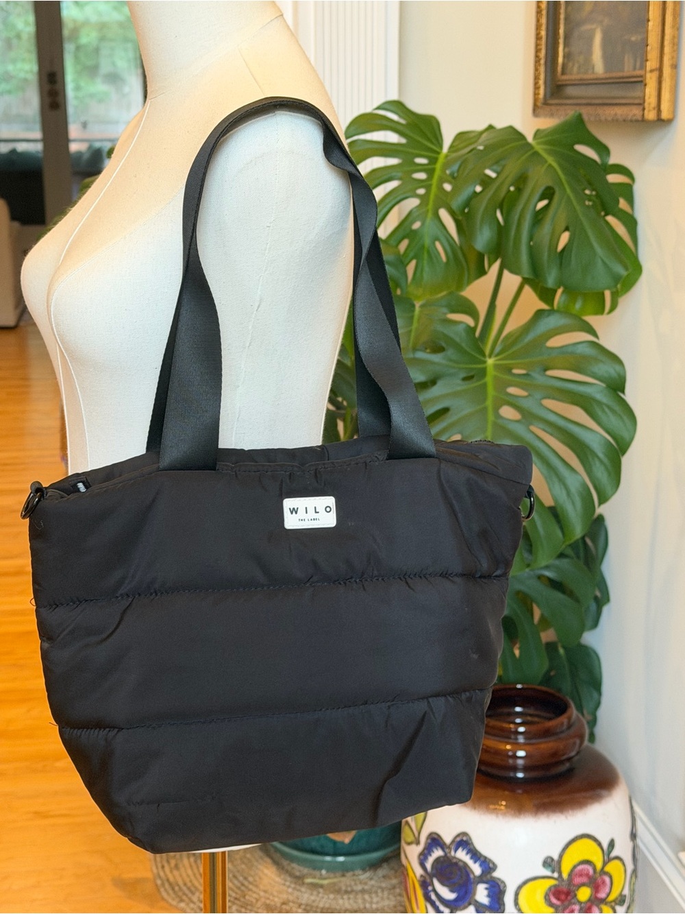 WILO The Label Black Quilted Puffer Tote Shoulder Bag